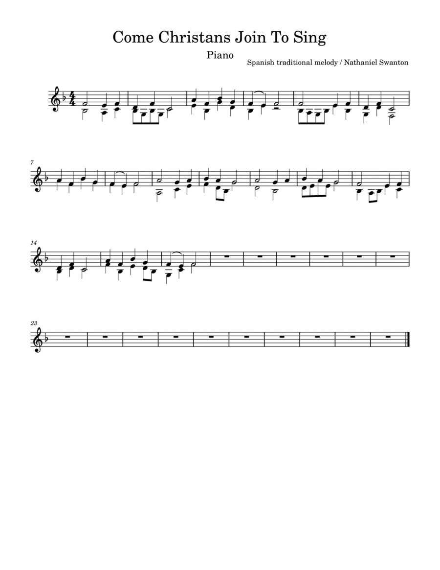 Come Christians Join To Sing Easy Piano scores gallery preview page 1