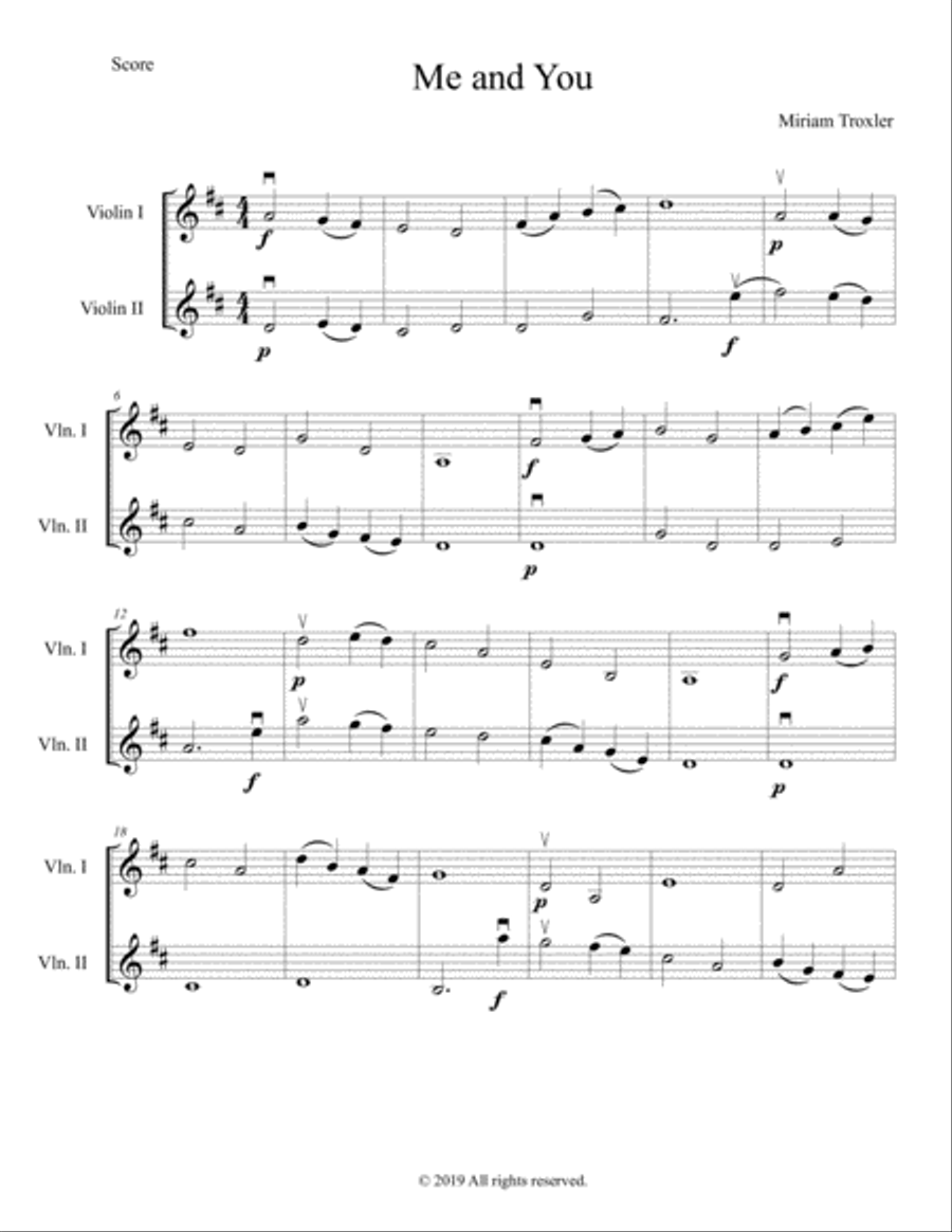 Me and You String Duet scores gallery preview page 1