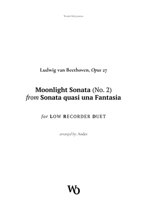 Book cover for Moonlight Sonata by Beethoven for Low Recorder Duet