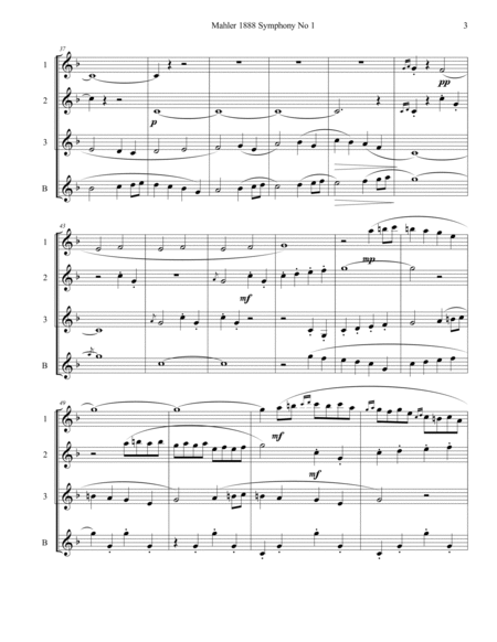 Mahler 1888 Symphony No 1 Mvt 1 Clarinet Quartet Score and Parts
