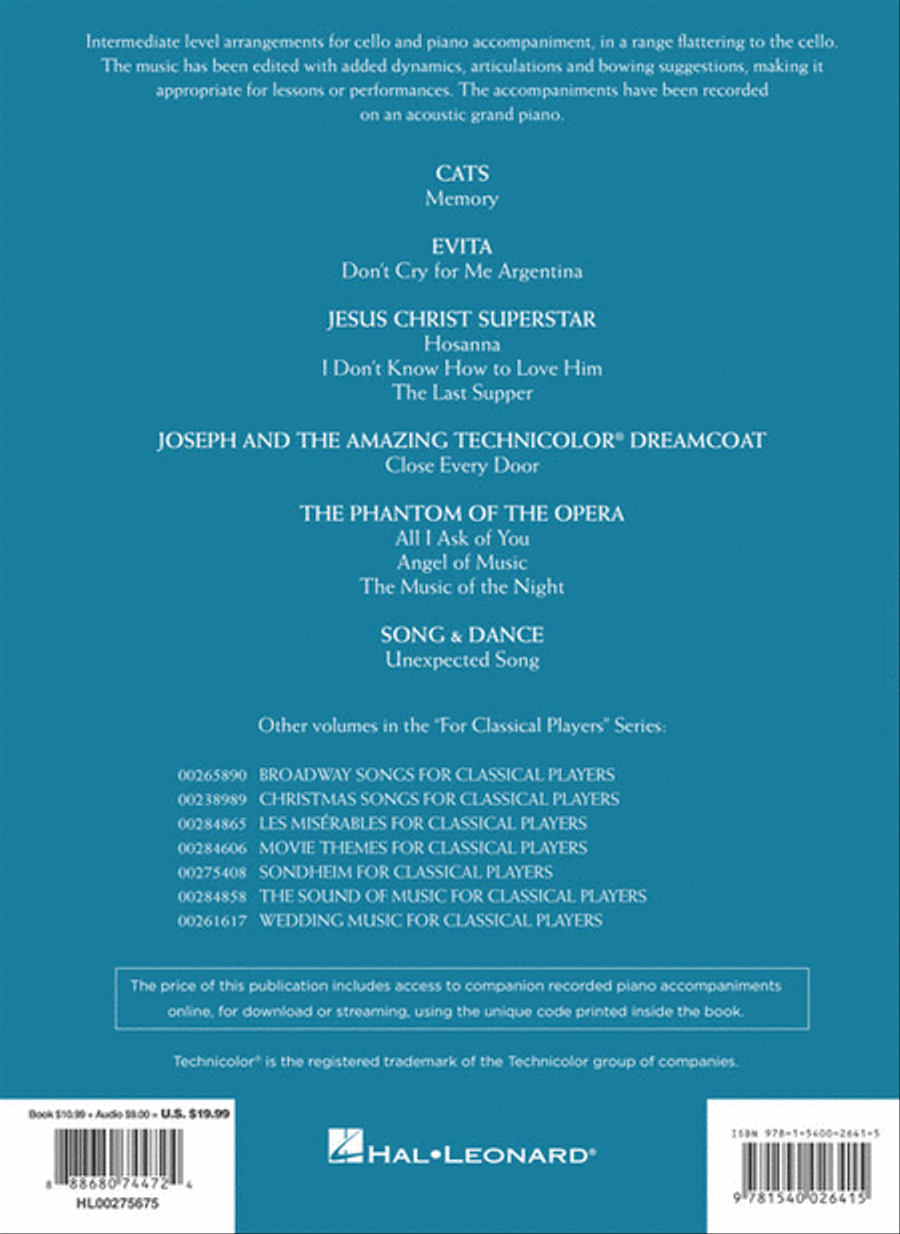 Andrew Lloyd Webber for Classical Players – Cello and Piano Piano Accompaniment scores gallery preview page 4
