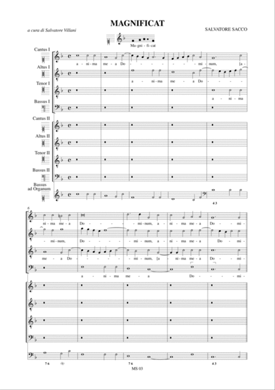 Magnificat for 8 Voices (SATB-SATB) and Continuo 4-Part scores gallery preview page 2