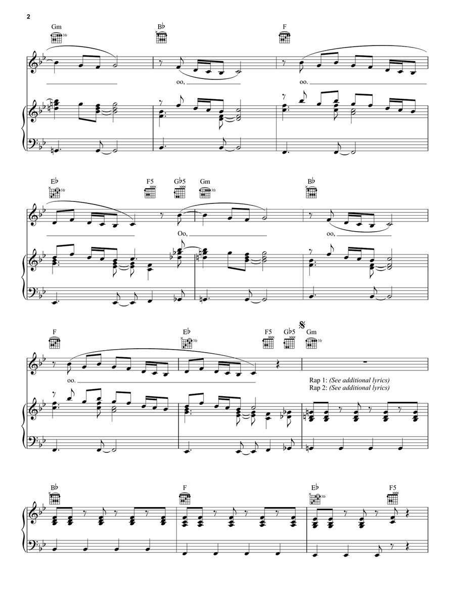 Timber Piano, Vocal, Guitar scores gallery preview page 2