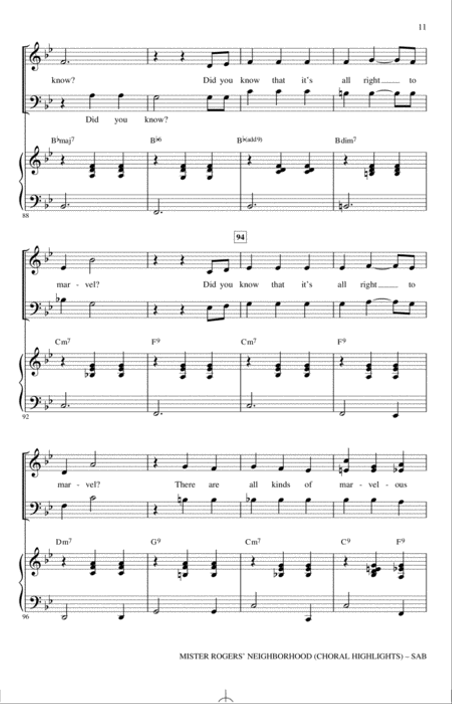 Mister Rogers' Neighborhood (Choral Highlights) (arr. Roger Emerson) 3-Part scores gallery preview page 10