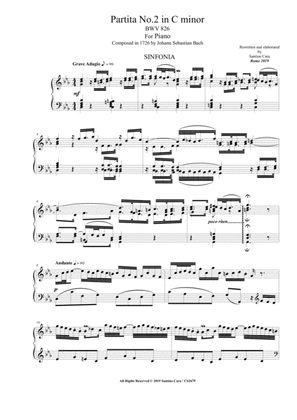 Book cover for Bach - Partita No.2 in C minor BWV 826 for Piano
