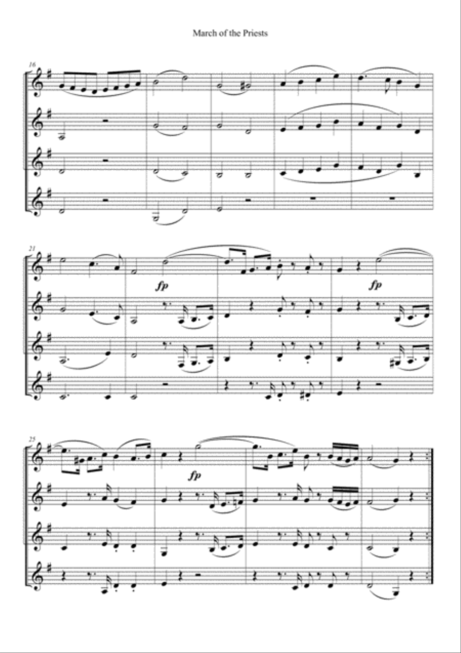 MARCH OF THE PRIESTS (from The Magic Flute by W. A. Mozart) - for Clarinet Quartet Woodwind Quartet scores gallery preview page 3