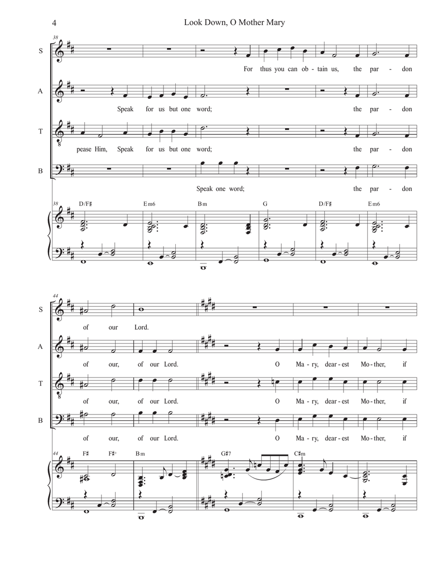 Look Down, O Mother Mary (SATB) 4-Part scores gallery preview page 4