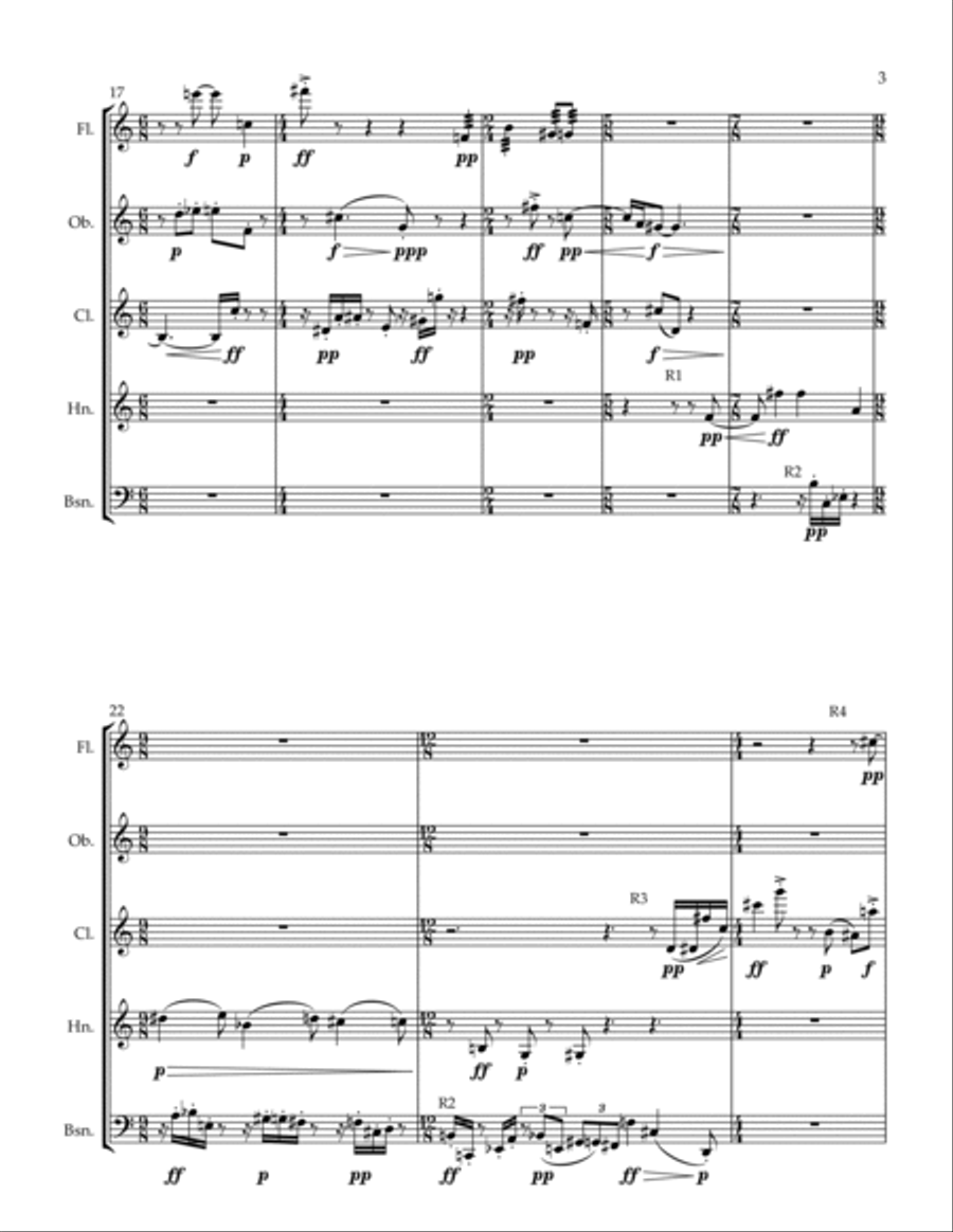 Serialism composition Woodwind Quintet scores gallery preview page 3