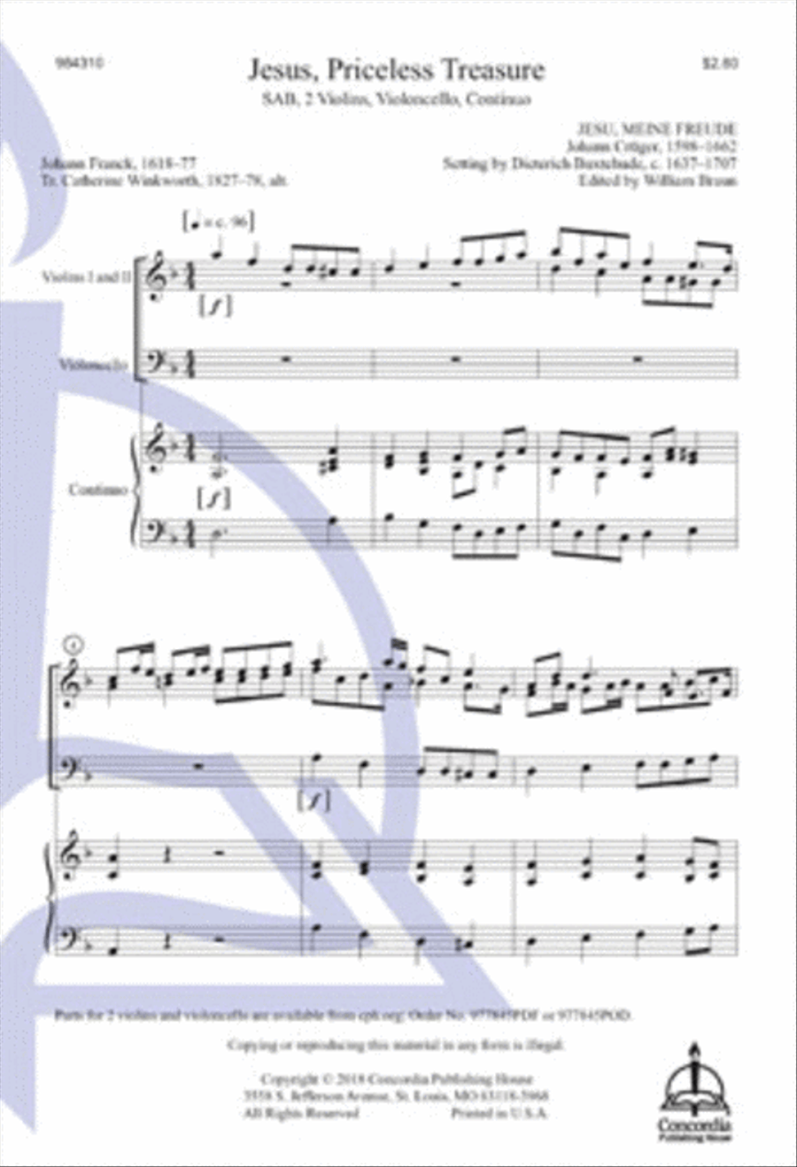 Jesus, Priceless Treasure (Buxtehude) 3-Part scores gallery preview page 1