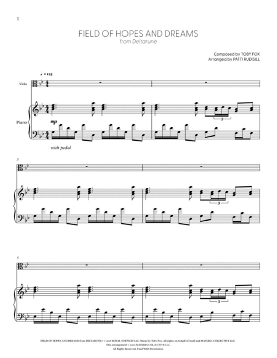 Field of Hopes and Dreams (from DELTARUNE) (for Solo Viola with Piano Accompaniment) Piano Accompaniment scores gallery preview page 2