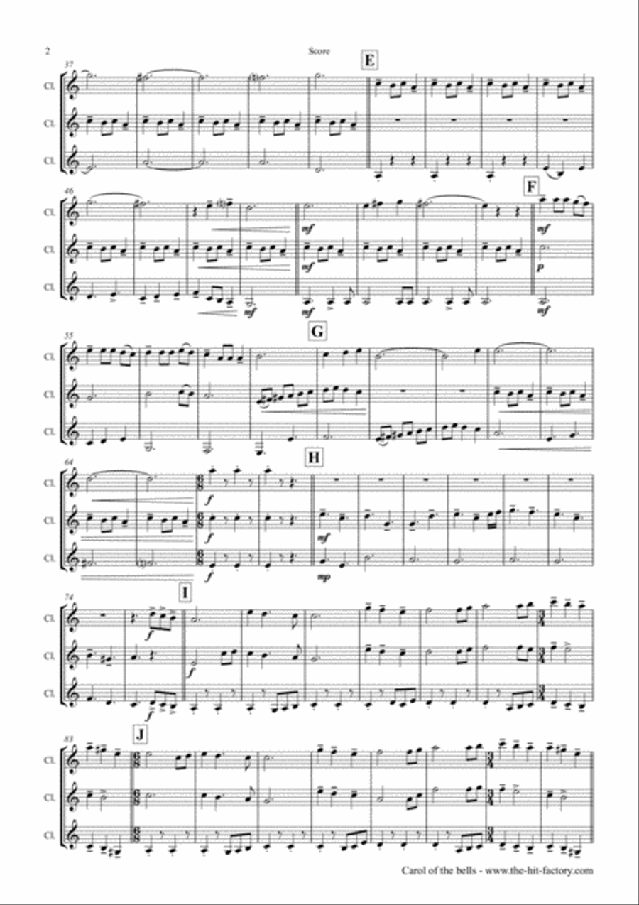 Carol of the Bells - Pentatonix style - Clarinet Trio Clarinet Trio scores gallery preview page 2