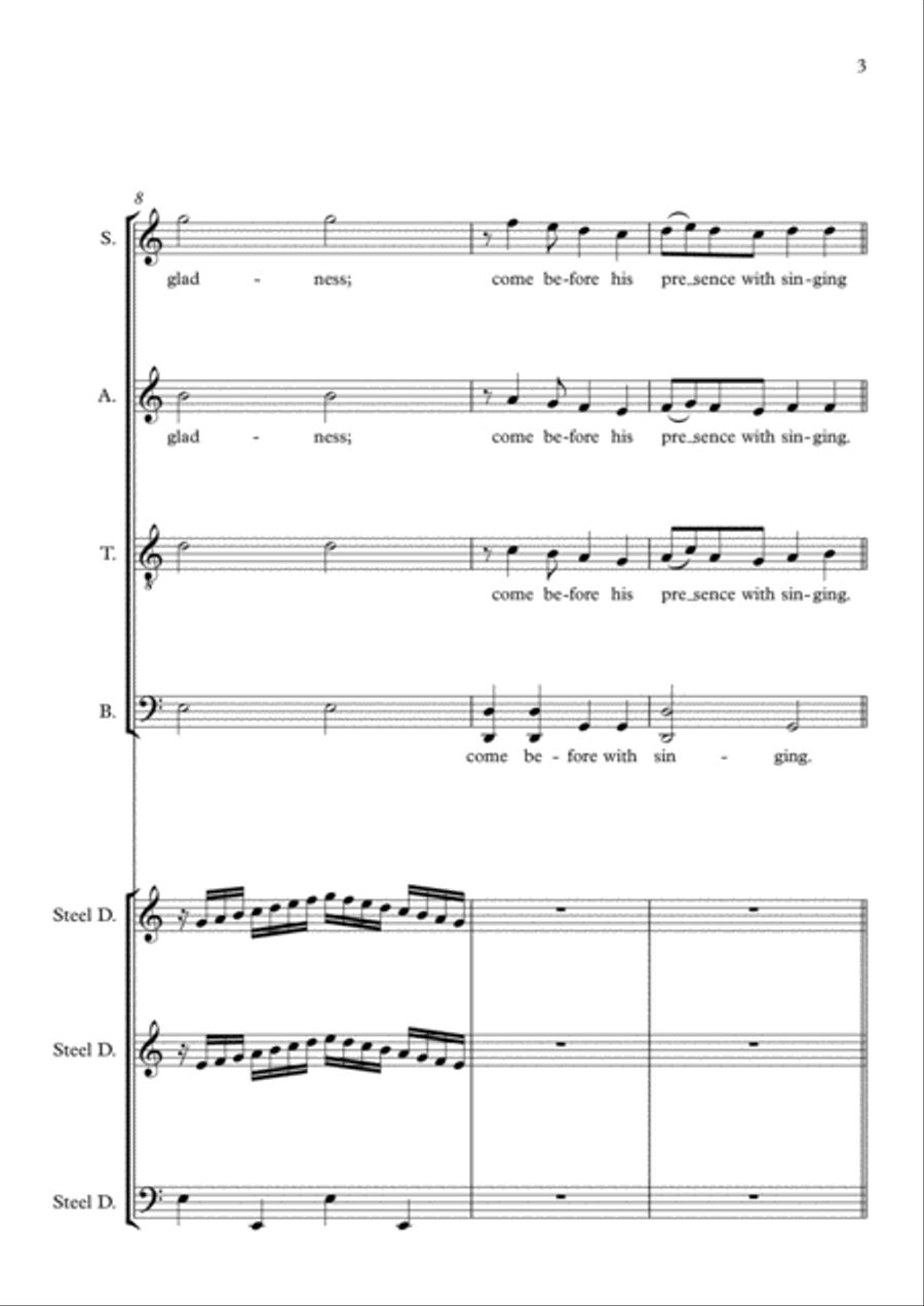 Make a joyful noise (psalm 100) for mixed choir & steel drums 4-Part scores gallery preview page 3