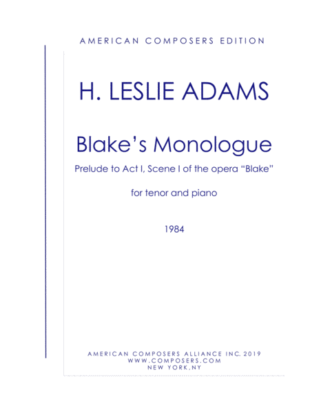 [Adams] Blake's Monologue (from Blake)