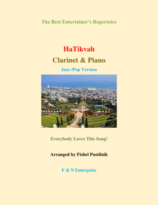 Book cover for "HaTikvah" for Clarinet and Piano-Jazz/Pop Version-Video