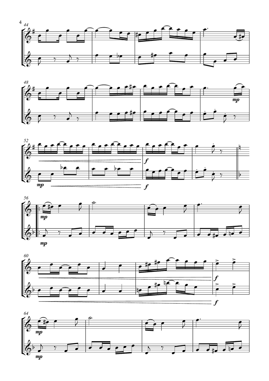 The Entertainer. Duet for Alto and Tenor Saxophone Woodwind Duet scores gallery preview page 4