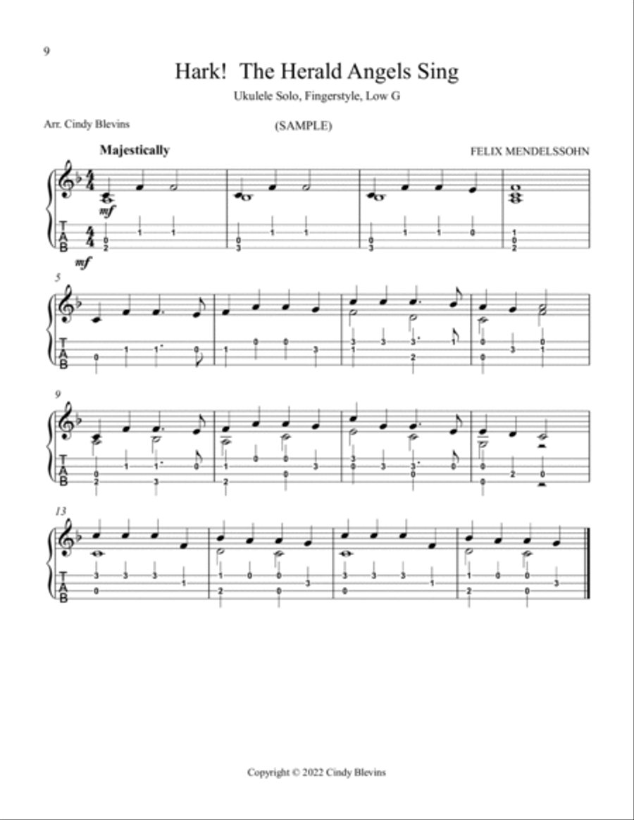 10 Songs for Christmas, Book 2, Ukulele Solo, Fingerstyle, Low G Ukulele scores gallery preview page 3