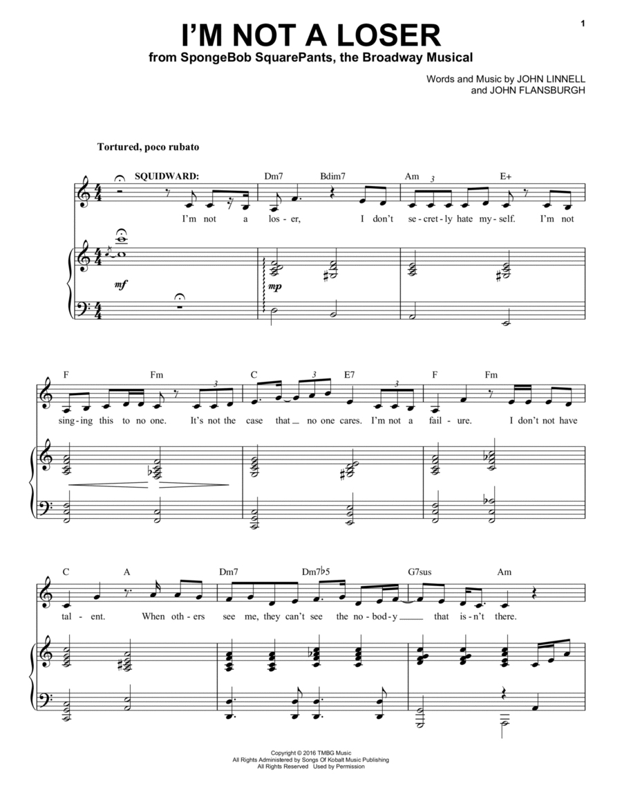 Book cover for I'm Not A Loser (from Spongebob Squarepants, The Broadway Musical)
