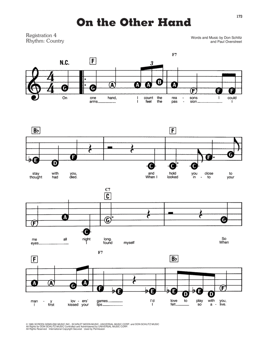 On The Other Hand Electronic Keyboard scores gallery preview page 1