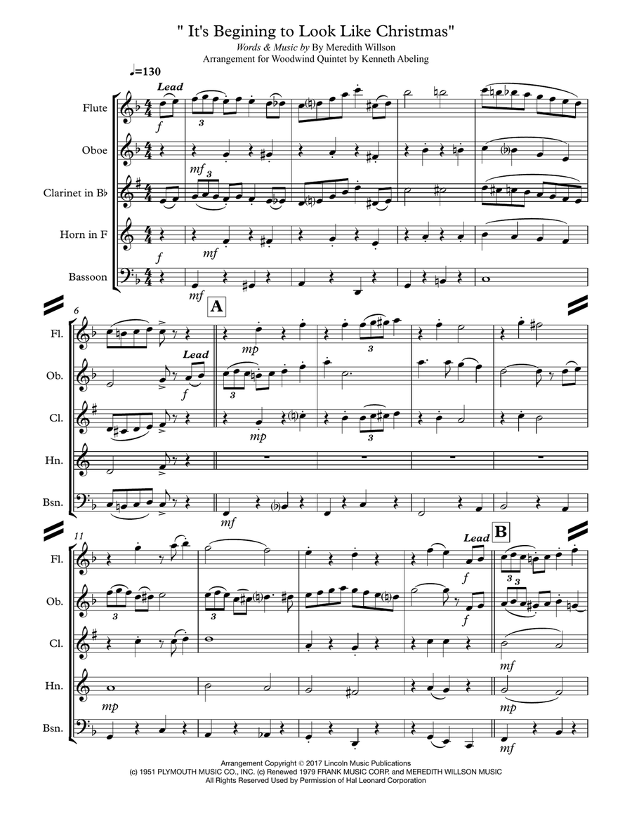 It's Beginning To Look Like Christmas Woodwind Quintet scores gallery preview page 2
