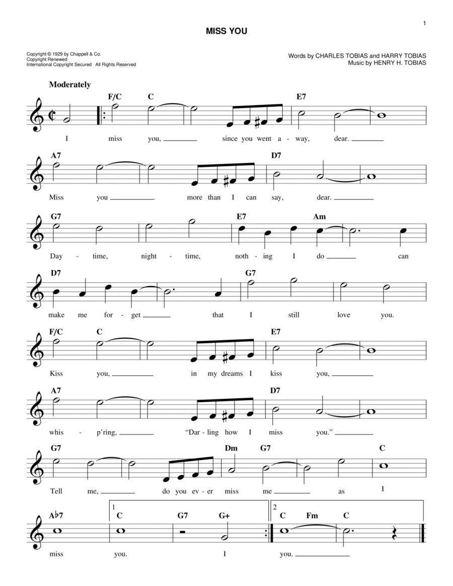 Miss You Piano scores gallery preview page 1