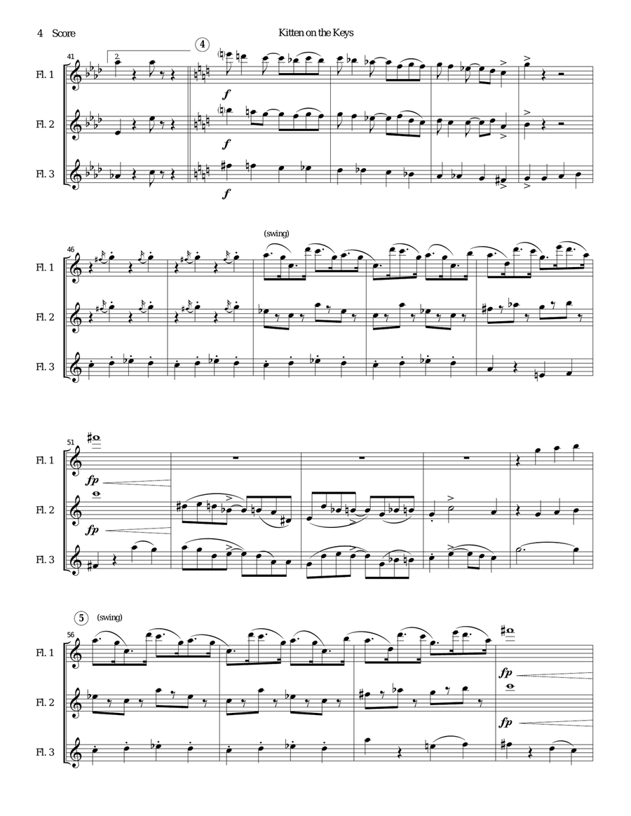 Flute Trio: Kitten on the Keys Flute Trio scores gallery preview page 4