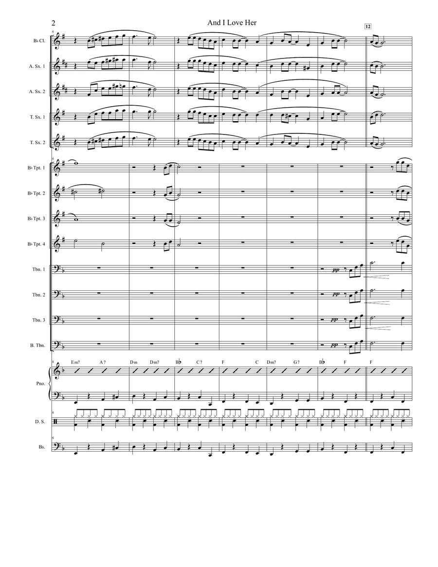 Medley: Yesterday with And I Love Her Jazz Ensemble scores gallery preview page 2