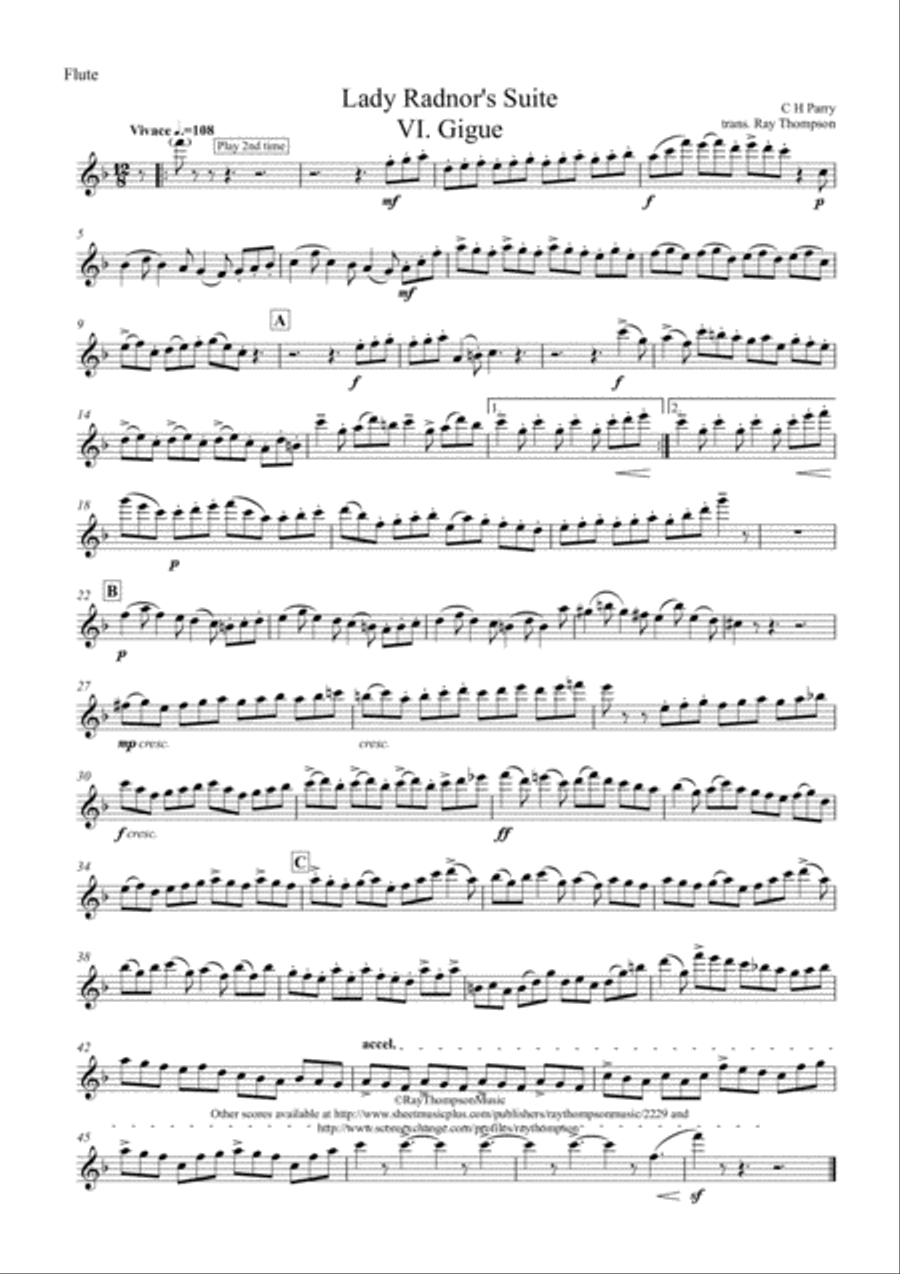 Parry: Lady Radnor's Suite VI. Gigue - wind quintet Woodwind Quintet scores gallery preview page 5