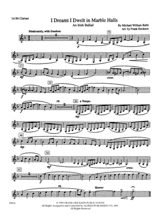 I Dreamt I Dwelt in Marble Halls: 1st B-flat Clarinet