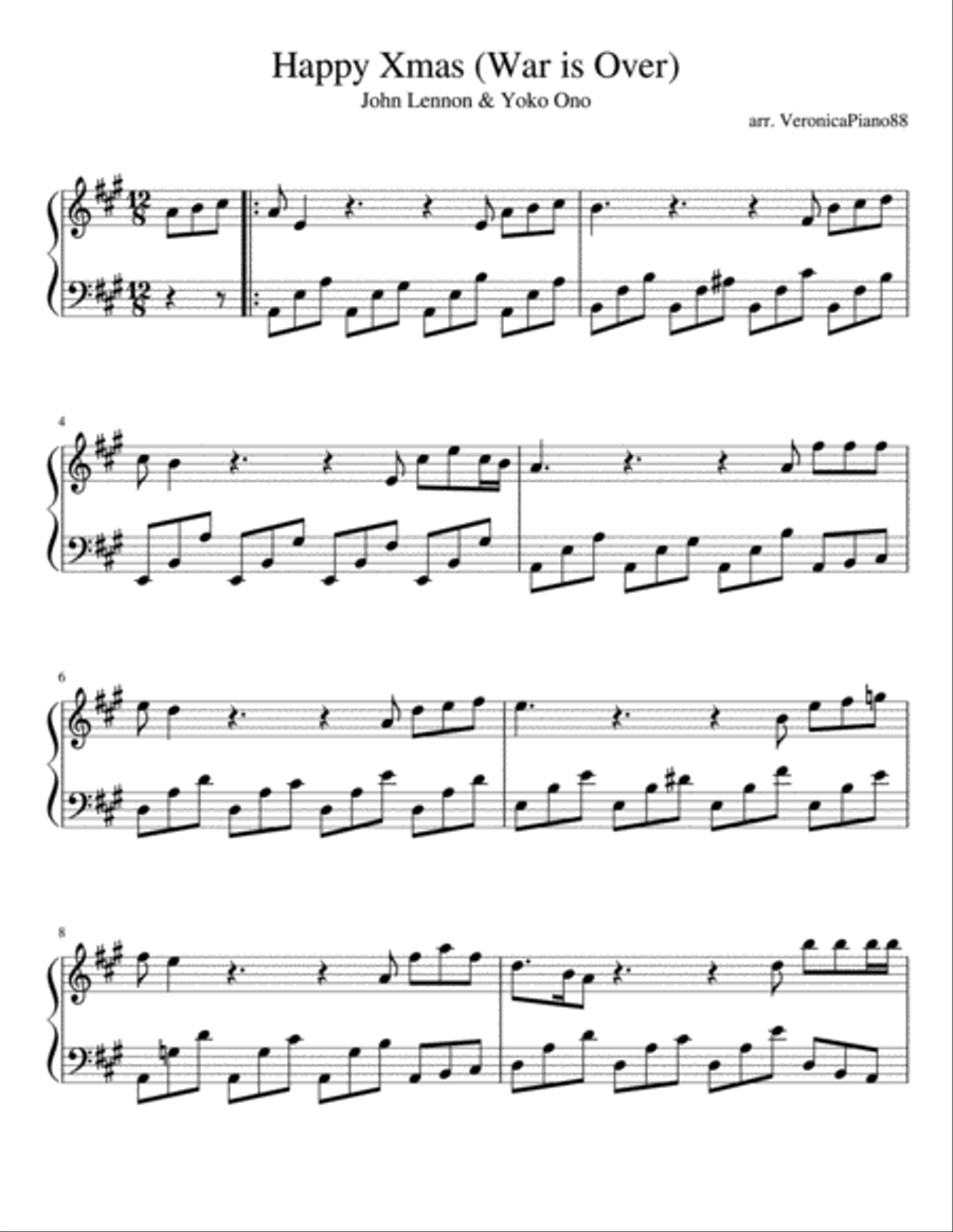 Happy Xmas (War Is Over) Happy Xmas (War Is Over) Piano Solo scores gallery preview page 1