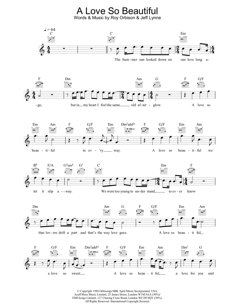 A Love So Beautiful Piano scores gallery preview page 1