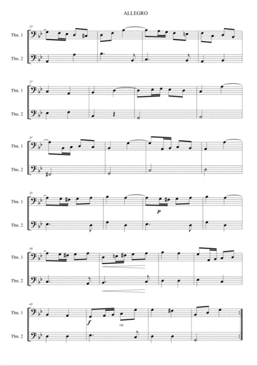 Trombone duets - 10 Baroque Trombone (bass clef) duets - Volume 1 Trombone Duet scores gallery preview page 4