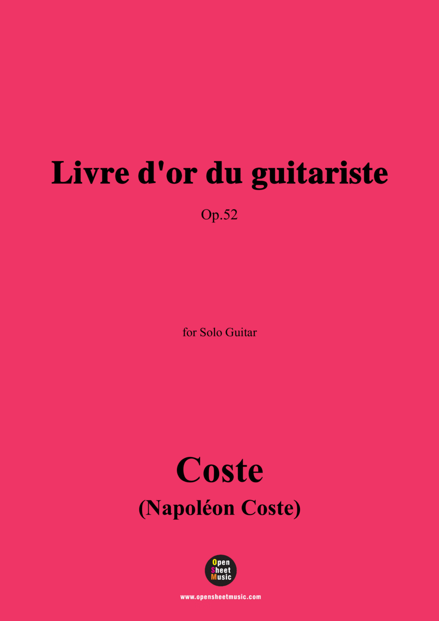 Coste-Livre d'or du guitariste,Op.52,for Guitar Acoustic Guitar scores gallery preview page 1