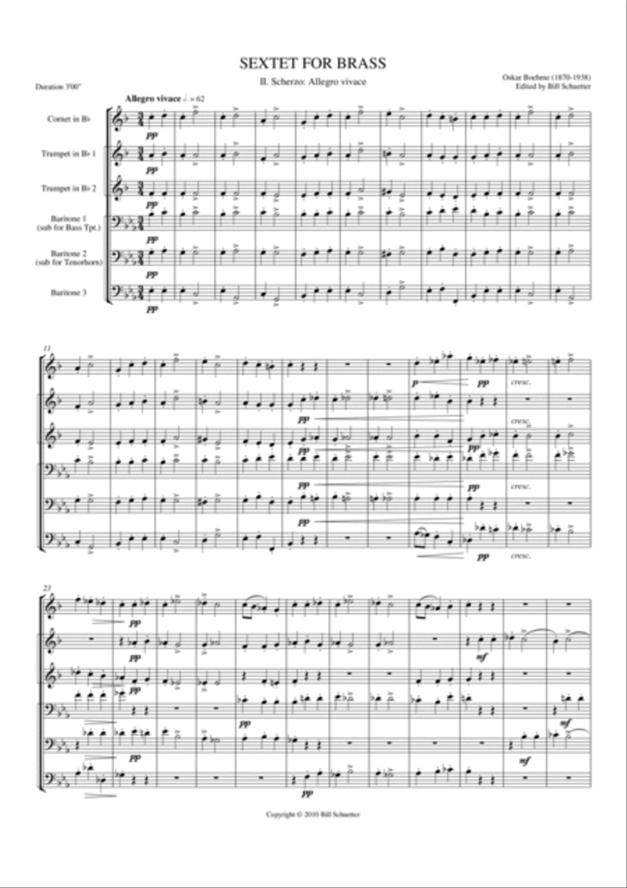 Brass Sextet: Ii - Scherzo: Allegro Vivace Chamber Music scores gallery preview page 2