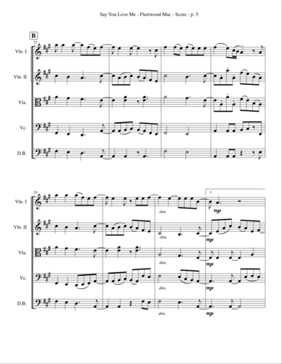 Say You Love Me String Quartet scores gallery preview page 5