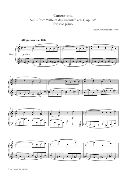 Cécile Chaminade - Canzonetta op. 123 no. 3 for solo piano