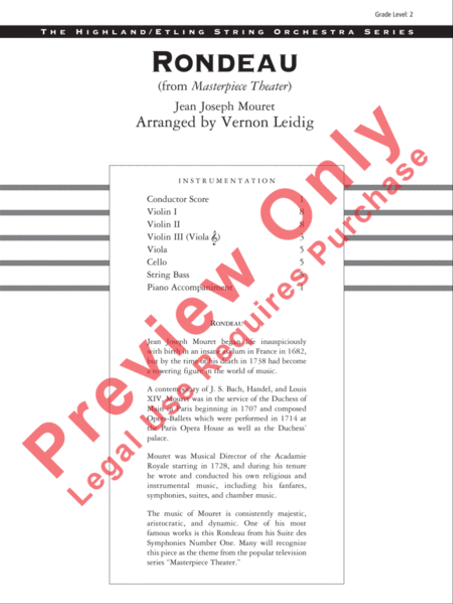 Rondeau (Theme from Masterpiece Theatre) String Orchestra scores gallery preview page 2