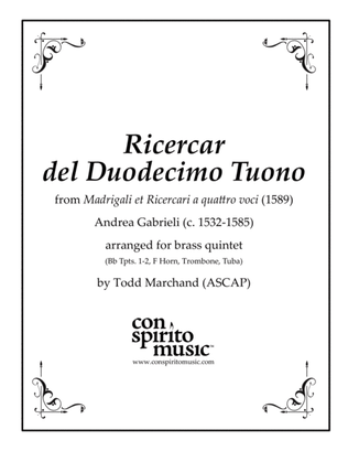 Book cover for Ricercar del Duodecimi Tuono - brass quintet