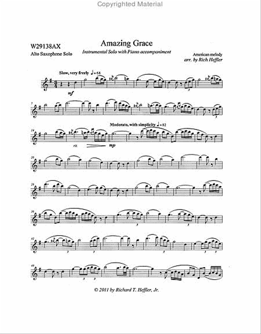 Amazing Grace Alto Saxophone scores gallery preview page 2