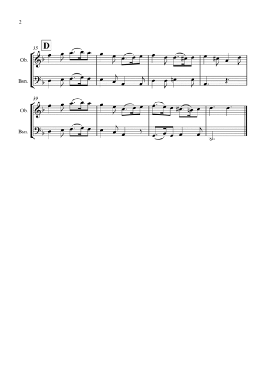 Greensleeves for Oboe and Bassoon Duet Woodwind Duet scores gallery preview page 2