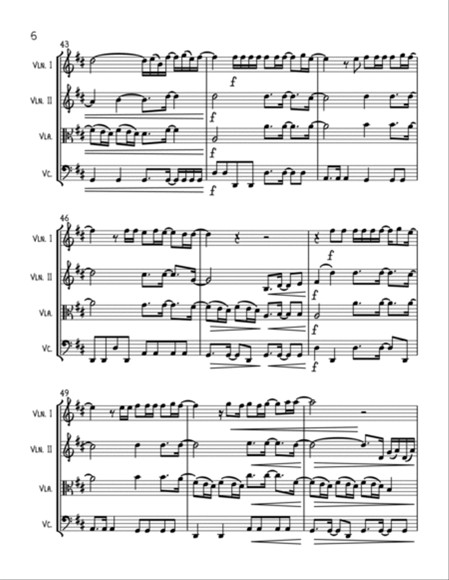 Stay Another Day String Quartet scores gallery preview page 6