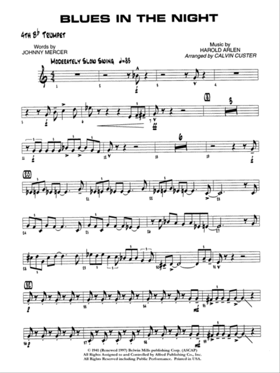 Blues in the Night: 4th B-flat Trumpet Jazz Ensemble scores gallery preview page 1