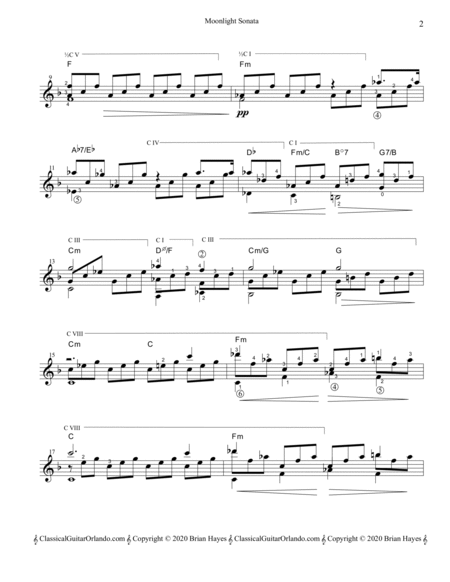 Beethoven's "Moonlight" Sonata (for solo guitar) (Standard Notation)