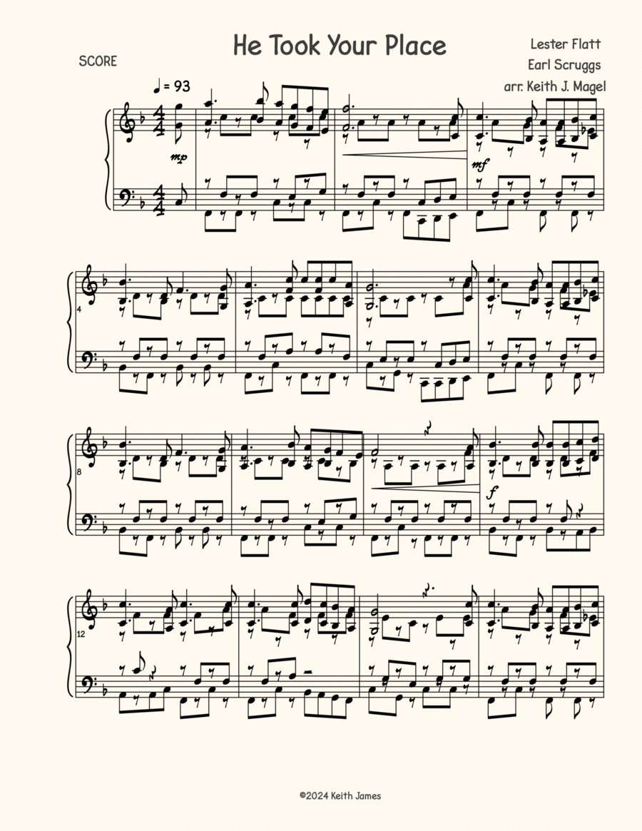 He Took Your Place Piano Solo scores gallery preview page 1