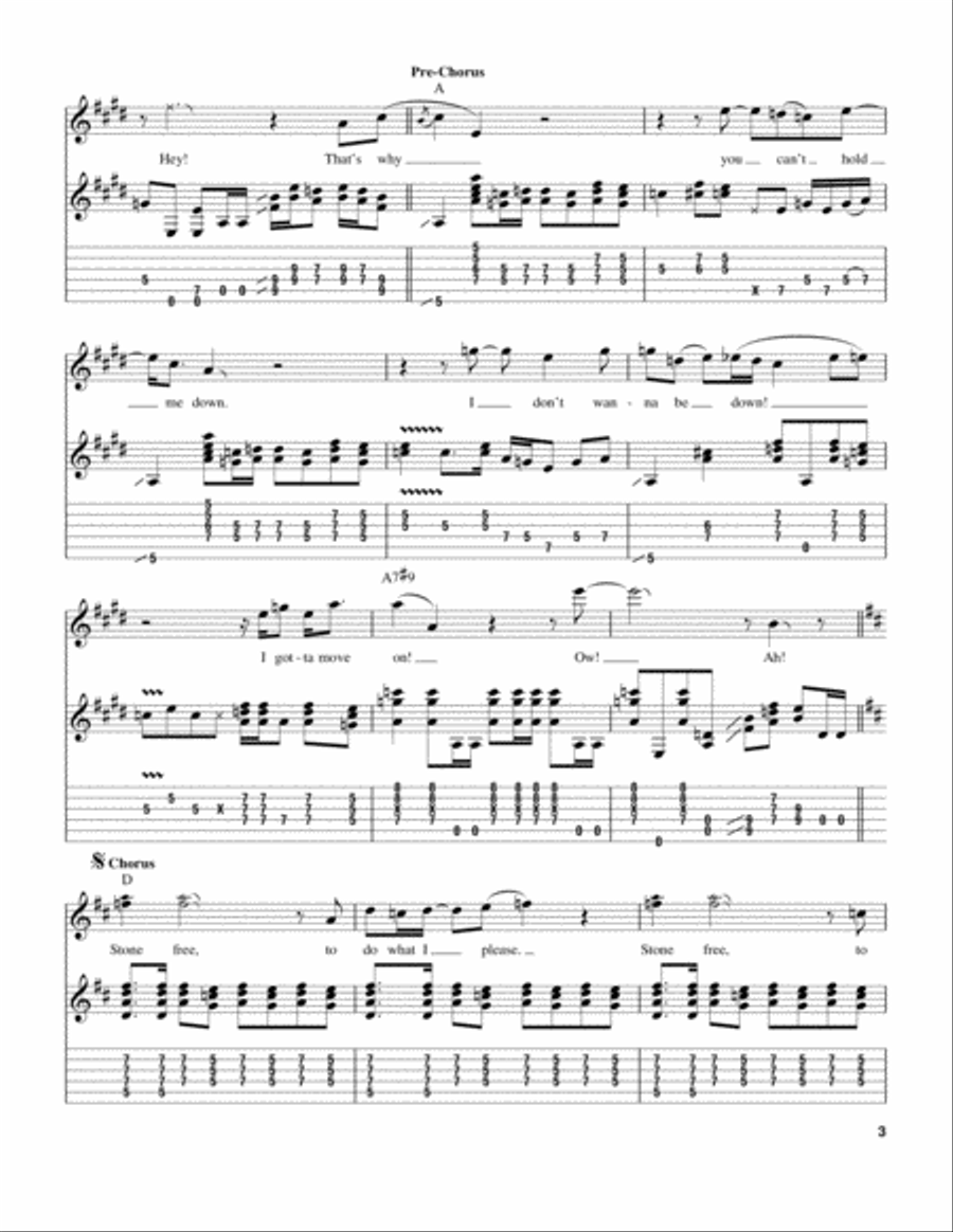 Stone Free Stone Free Acoustic Guitar scores gallery preview page 3
