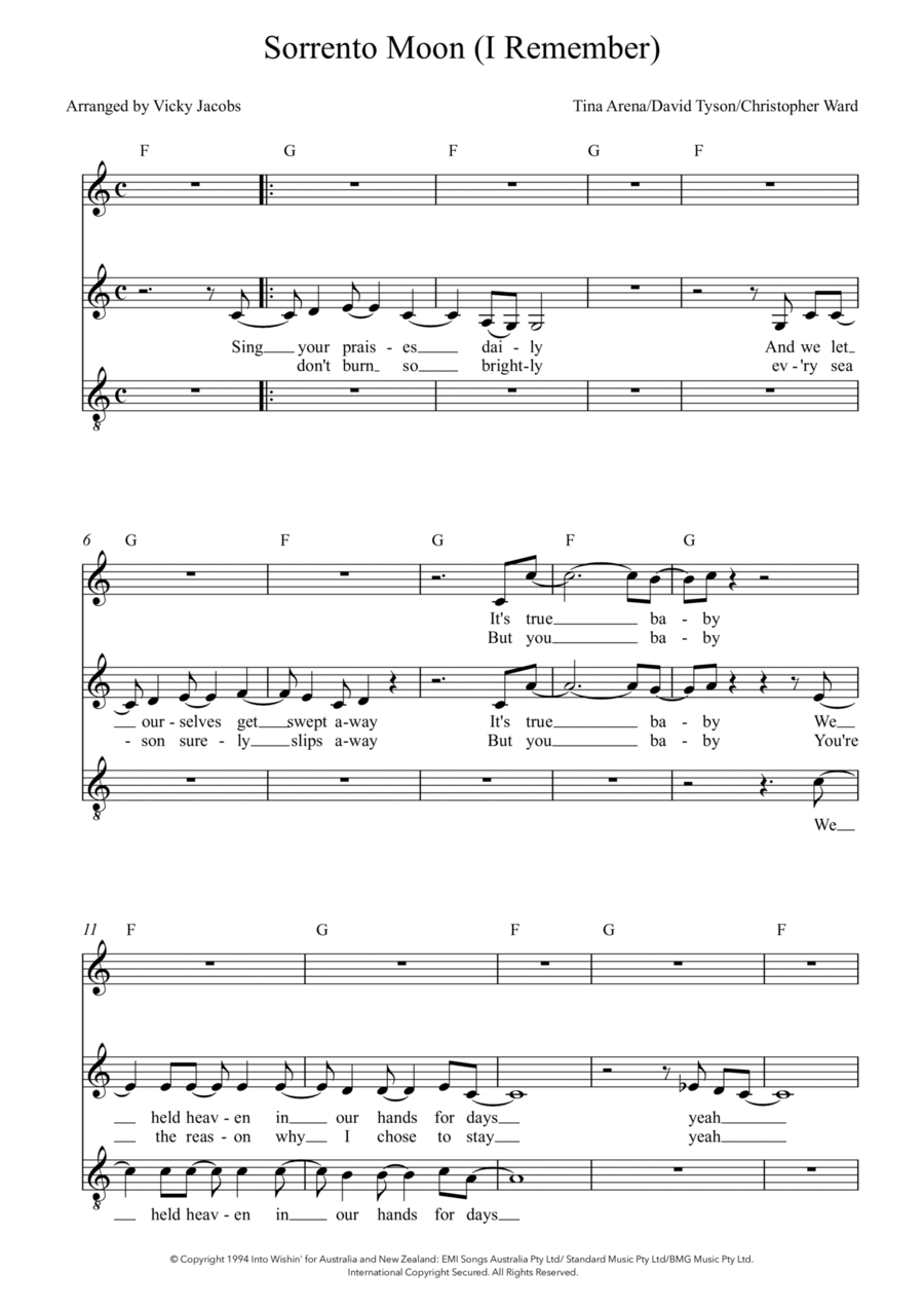 Sorrento Moon (i Remember) 3-Part scores gallery preview page 1