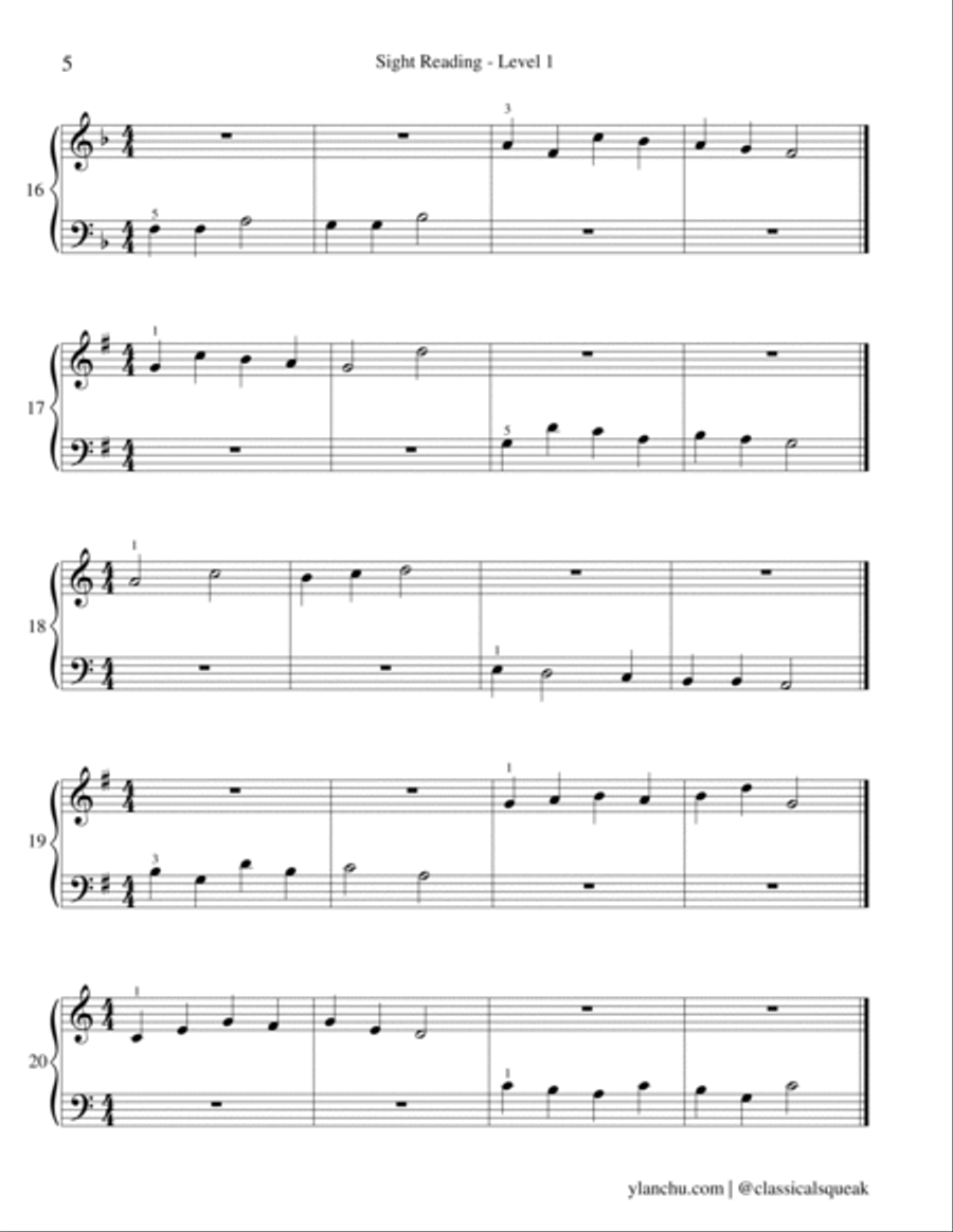 Sight Reading - Level 1 Piano (Digital PDF Download) Piano Method scores gallery preview page 6