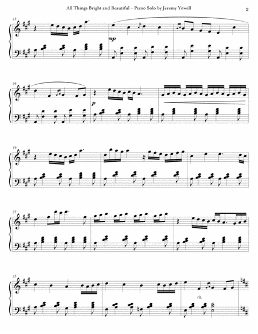 All Things Bright and Beautiful Piano Solo scores gallery preview page 2