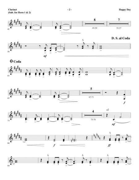Happy Day (arr. Ed Hogan) - Clarinet (sub. Horn 1-2)