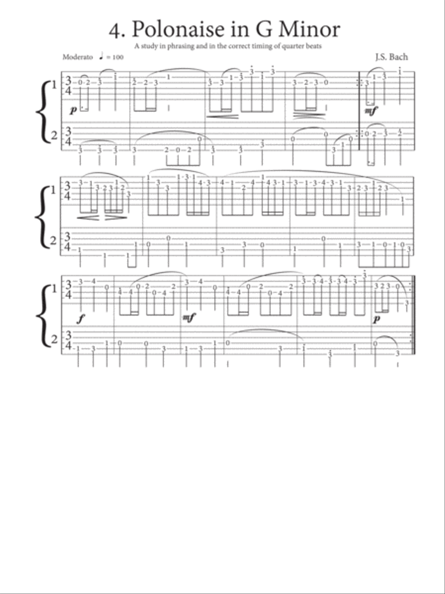 First Lessons in Bach for Guitar Duet - Volume 1 - Rhythmic Tablature Classical Guitar scores gallery preview page 6