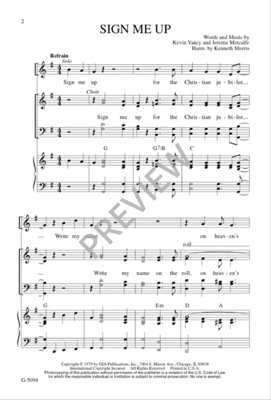 Sign Me Up 4-Part scores gallery preview page 1
